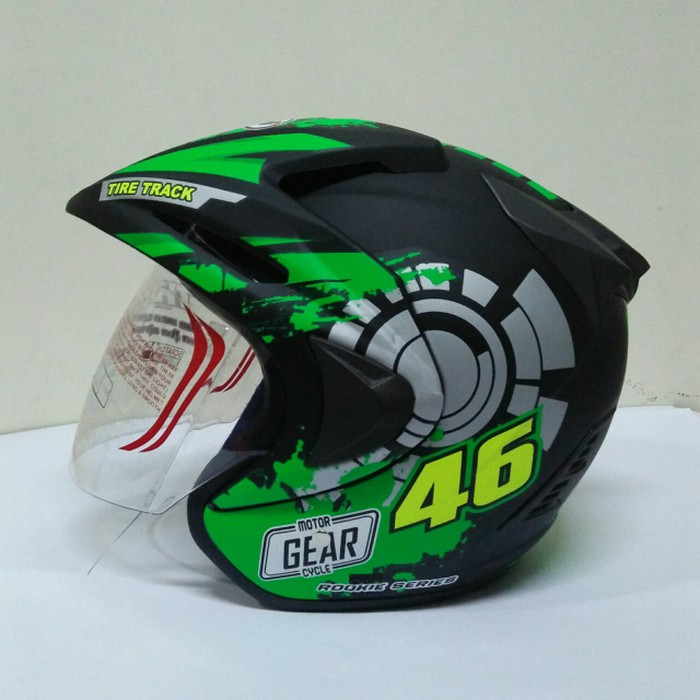 Helm Half Face SNI THI Rookie Decal 46 Black Doff ( Desain Rossie )