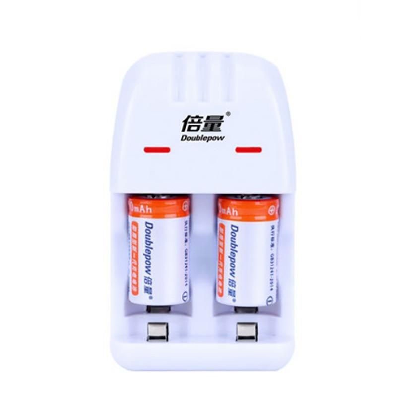 DOUBLEPOW Charger Baterai 2 slot + 2 PCS CR2 Battery 200mAh - DP-K06 - White