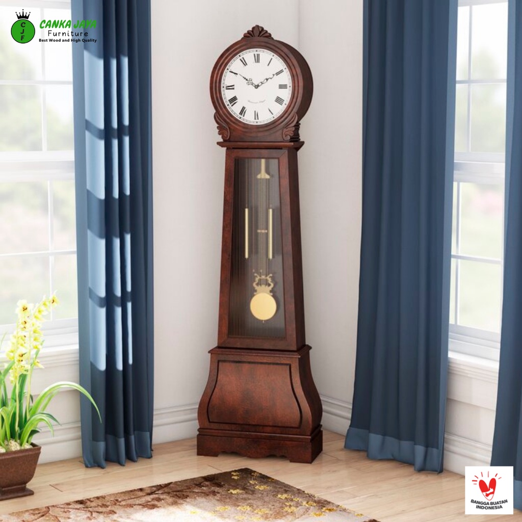 CANKA Canora - Lemari Jam Hias Ukir Minimalis Sudut Murah Kayu Jati | Clock Cabinet