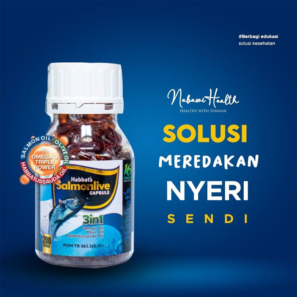 SALMONLIVE Minyak Ikan OMEGA 3 Fish Oil Habbatussauda Minyak Zaitun 90 200 Kapsul