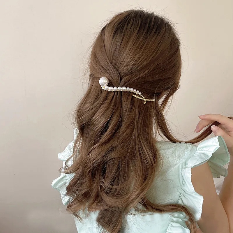 Jepit Rambut Ponytail Hias Mutiara Imitasi Gaya Vintage Korea Untuk Wanita