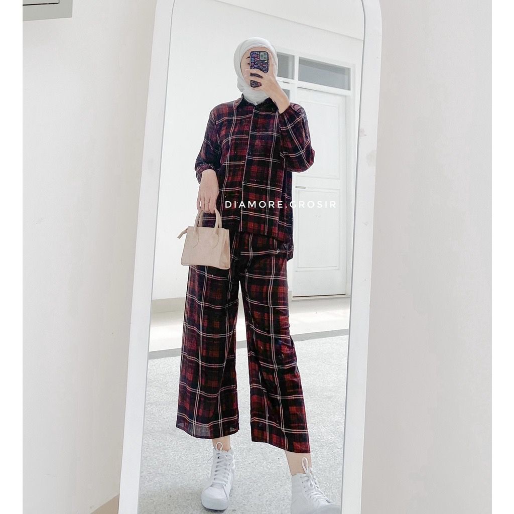 BLOOMS DAILY ONE SET / TIE DYE ONE SET RAYON / STELAN PIYAMA WANITA-RISTY MAROON ONE SET