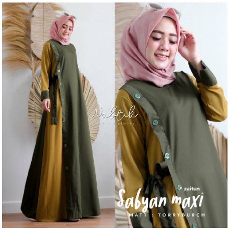 Ns FC Najibah Gamis Syar'i asdf  MDS - GAMIS SYARI UNAISAH SATU SET KRUDUNG KHIMAR (1KG 2PCS )