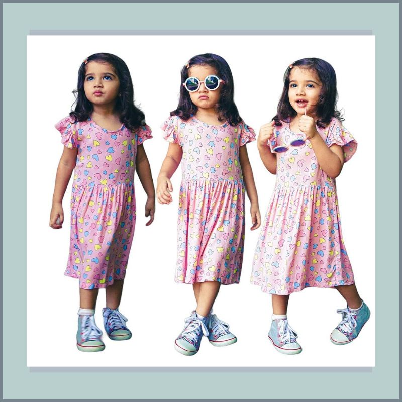 [Ramona Co] Dress Anak Moniq 1-6 Tahun Mix Motif Baju Anak Perempuan Bahan Katun Rayon Super Premium