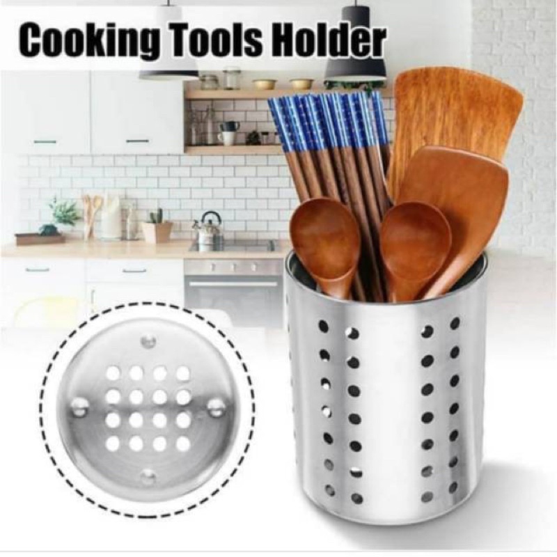 tempat sendok garpu sumpit stainless / cutlery spoon holder / utensil holder sedang besar / tempat peralatan makan stainless