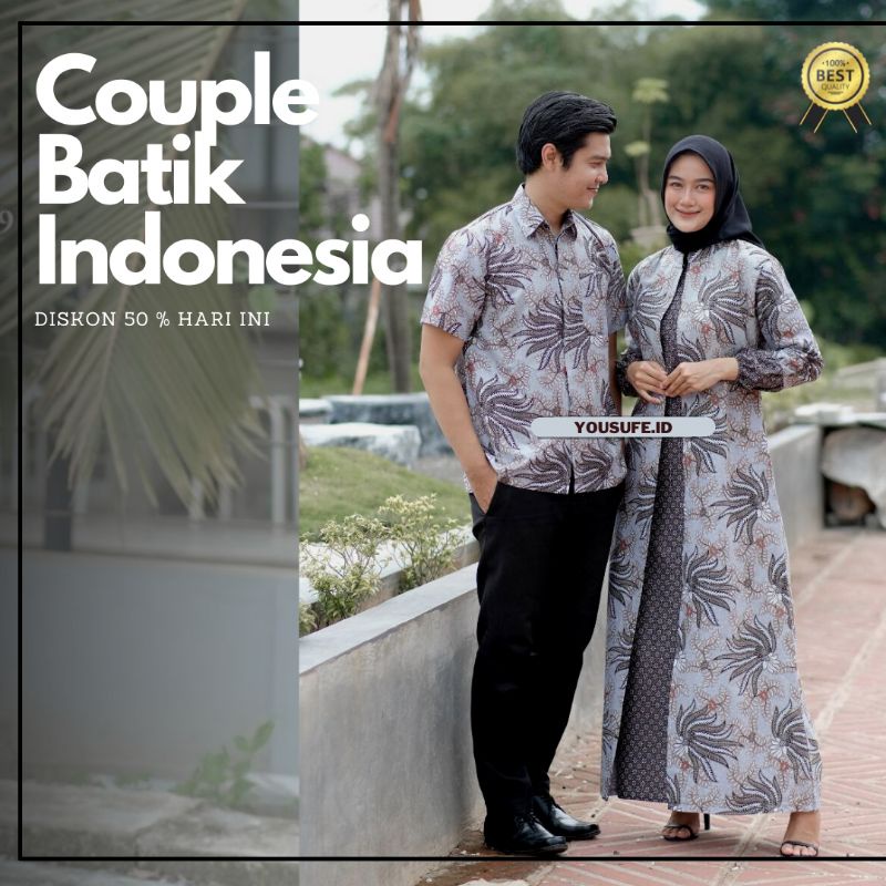 Couple Batik Set Produksi Pekalongan Halus Katun Bisa Seragam Pernikahan Hajatan Tunangan Muslimah Lengan Panjang Model Cardy Menyatu Tidak Luntur Murah Shopee Cod Couple04KA