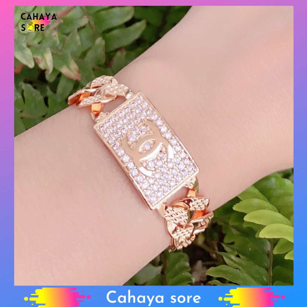 Gelang Xuping Gold Gelang Tangan Dewasa Rantai Emas Besar Permata Hace G02