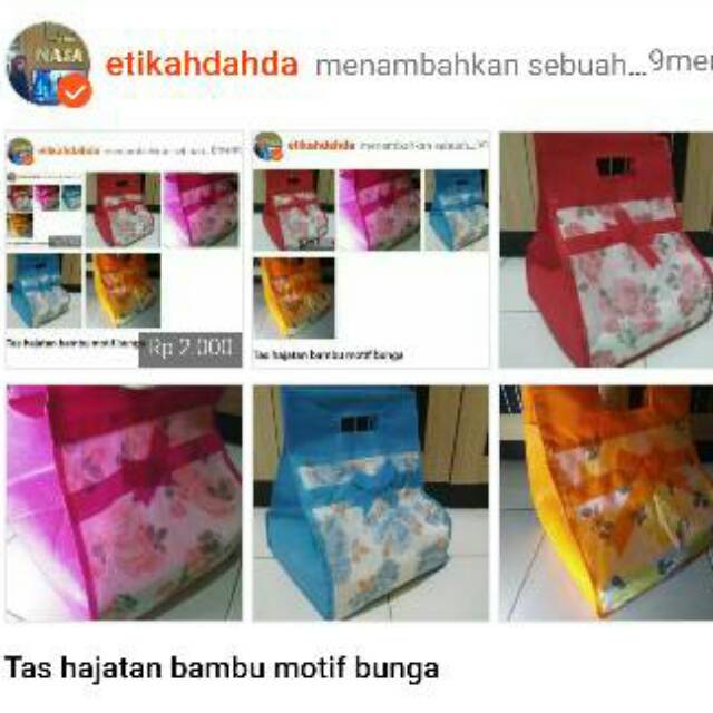 (1Lusin =12 pcs) Tas hajatan bambu motif bunga