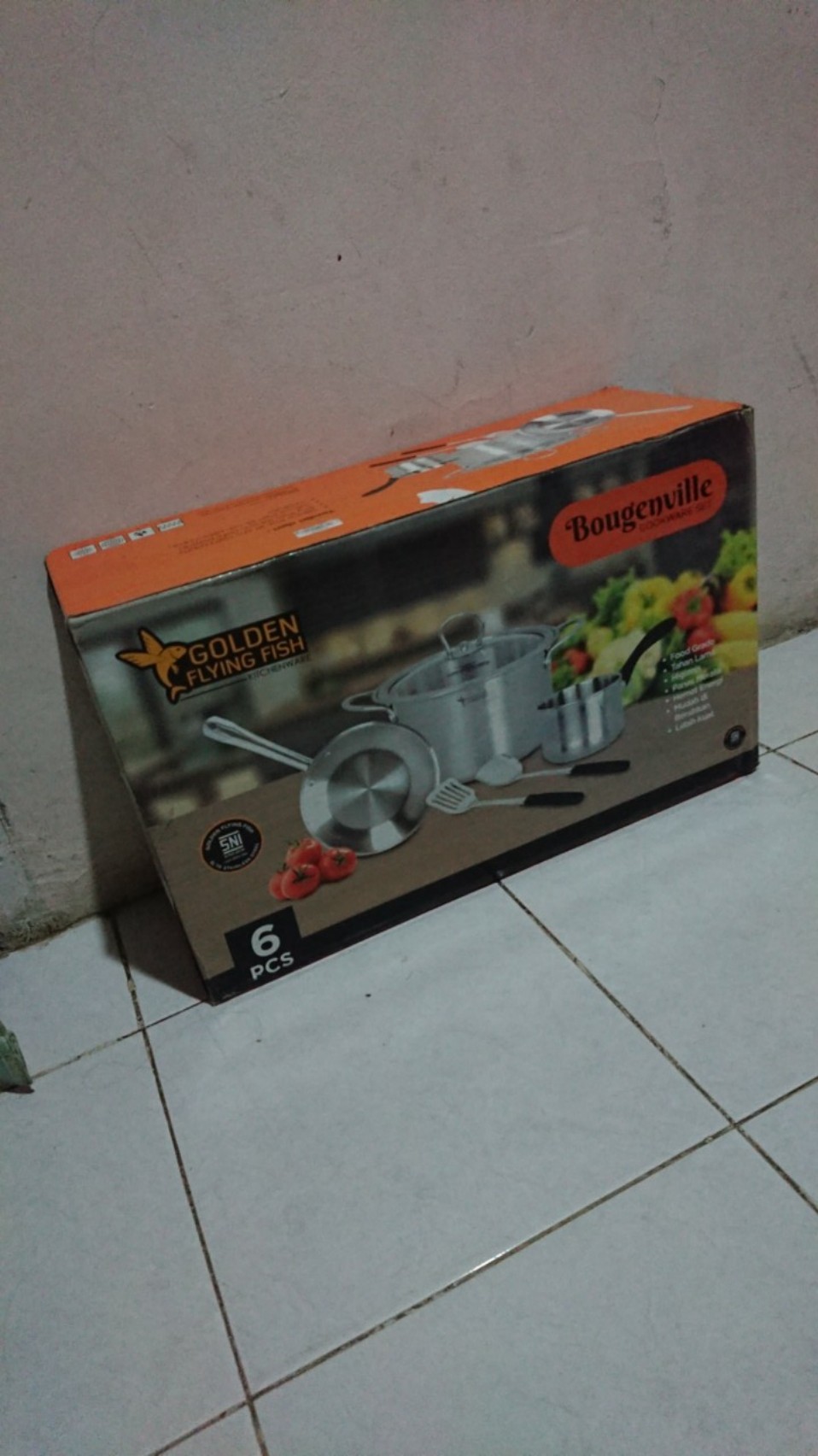 Panci Set 6 Pcs Bougenville Golden Flying Fish Cookware Set Stainless Steel Tebal