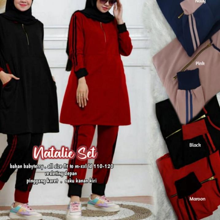 Sangat Nyaman.. natalie hijab sporty olahraga pakaian olahraga wanita jaket olahraga wanita set ori 