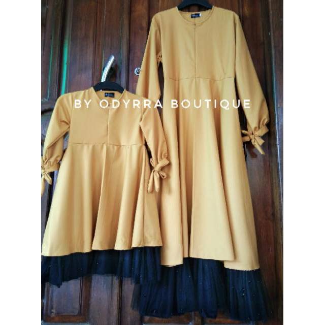 Couple set Family Gamis Toyobo mix Tulle / Tile Kemeja  Ayah Anak panjang