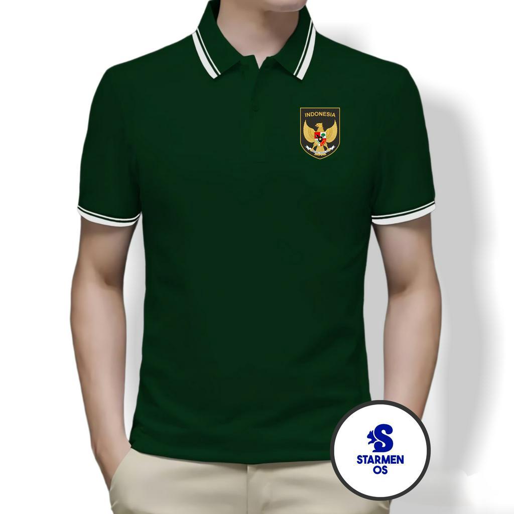 Kaos Polo Shirt Pria Kerah List Putih Logo GARUDA INDONESIA 2023