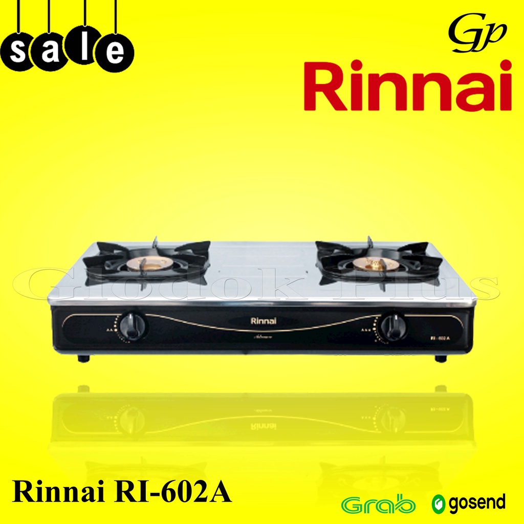 Rinnai RI-602A Kompor Gas 2 Tungku RI602A Api 602 A rinai stainless ri602