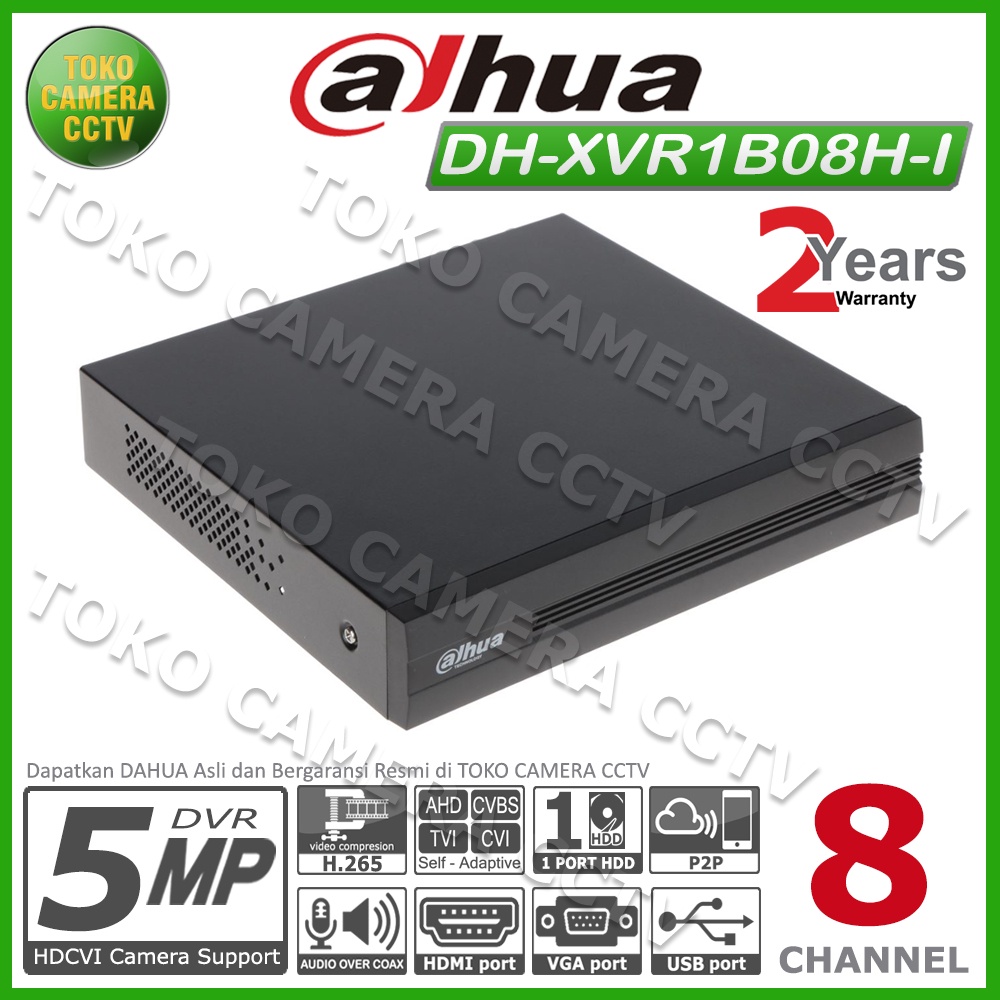 DVR DAHUA 8 CHANNEL XVR1B08-H 5MP DAHUA XVR 1B08 H