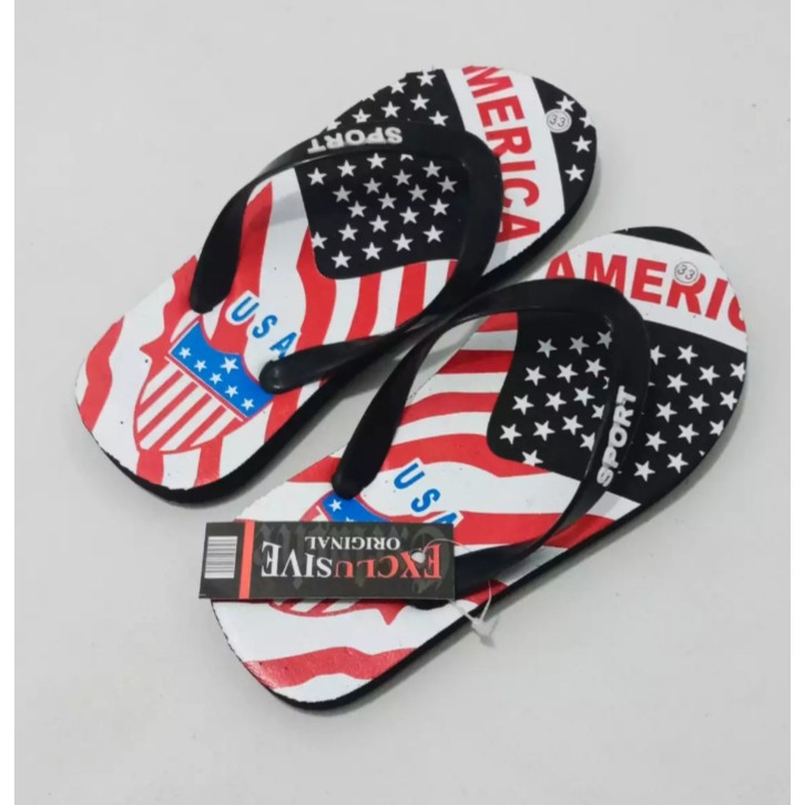 sendal jepit pria bendera amerika