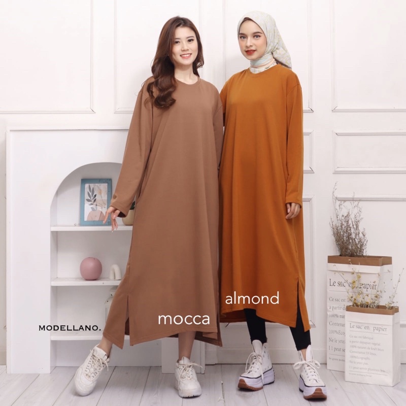 GLADYS MIDI DRESS POLOS COTTON TC JUMBO XXL BIGSIZE SLIT MURAH GROSIR ADEM TEBAL BUMIL MODELLANO