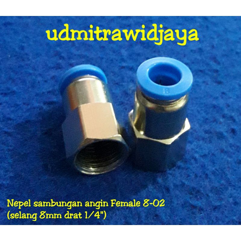 Nepel sambungan selang angin MPCF 8-02 / fitting pneumatic female 8mm drat 1/4 inc SPCF 08-02 murah