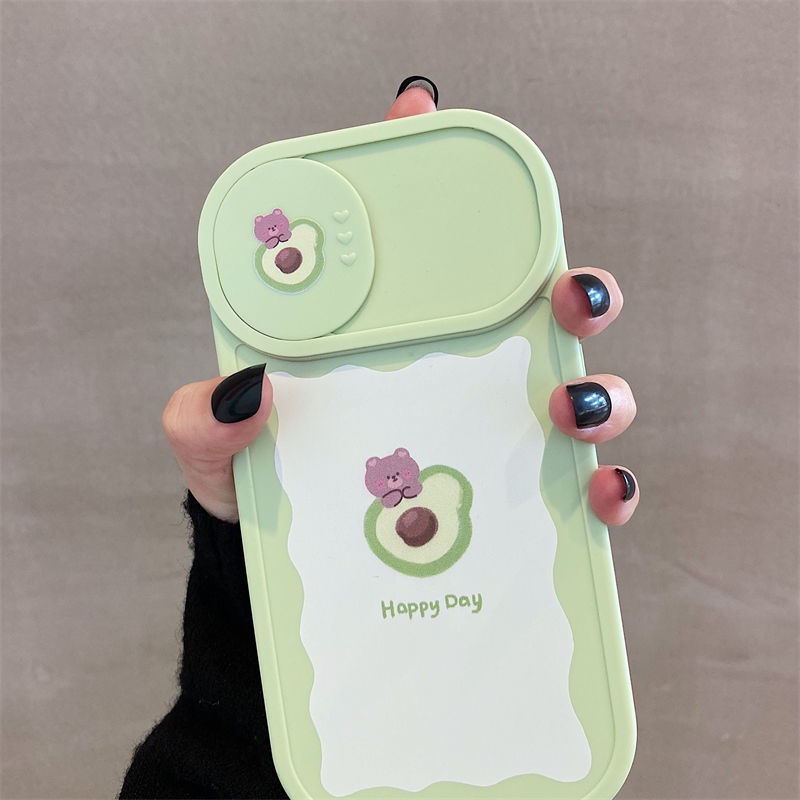 Casing iphone 12 13 11 Pro Max X Xs Max Xr Tko5 Motif Alpukat Strawberry Dengan Jendela Geser