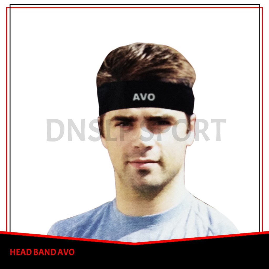 HEADBAND / IKAT KEPALA RUNING GYM OLAH RAGA HITAM POLOS MERK AVO