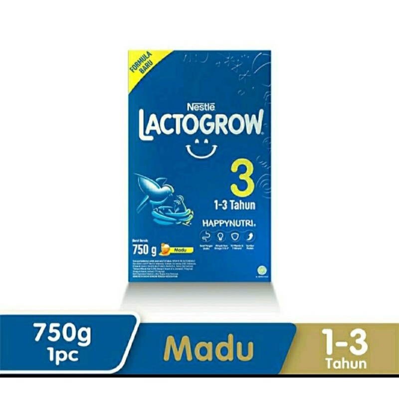 lactogrow 3 plain/original, vanilla, madu 750 gr, 1 kg