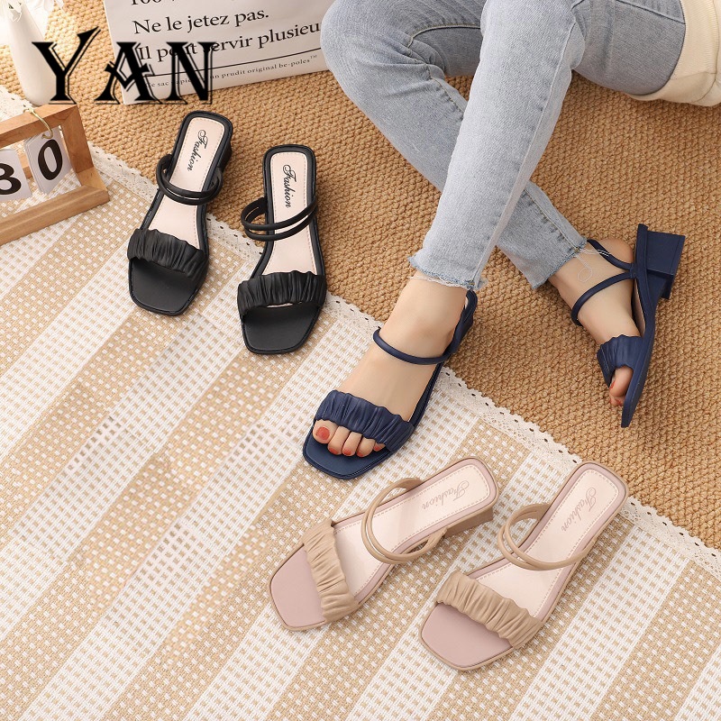 YAN Sendal Wanita Heels Wanita Kasual Sandal Wanita Sandal Hak 5cm