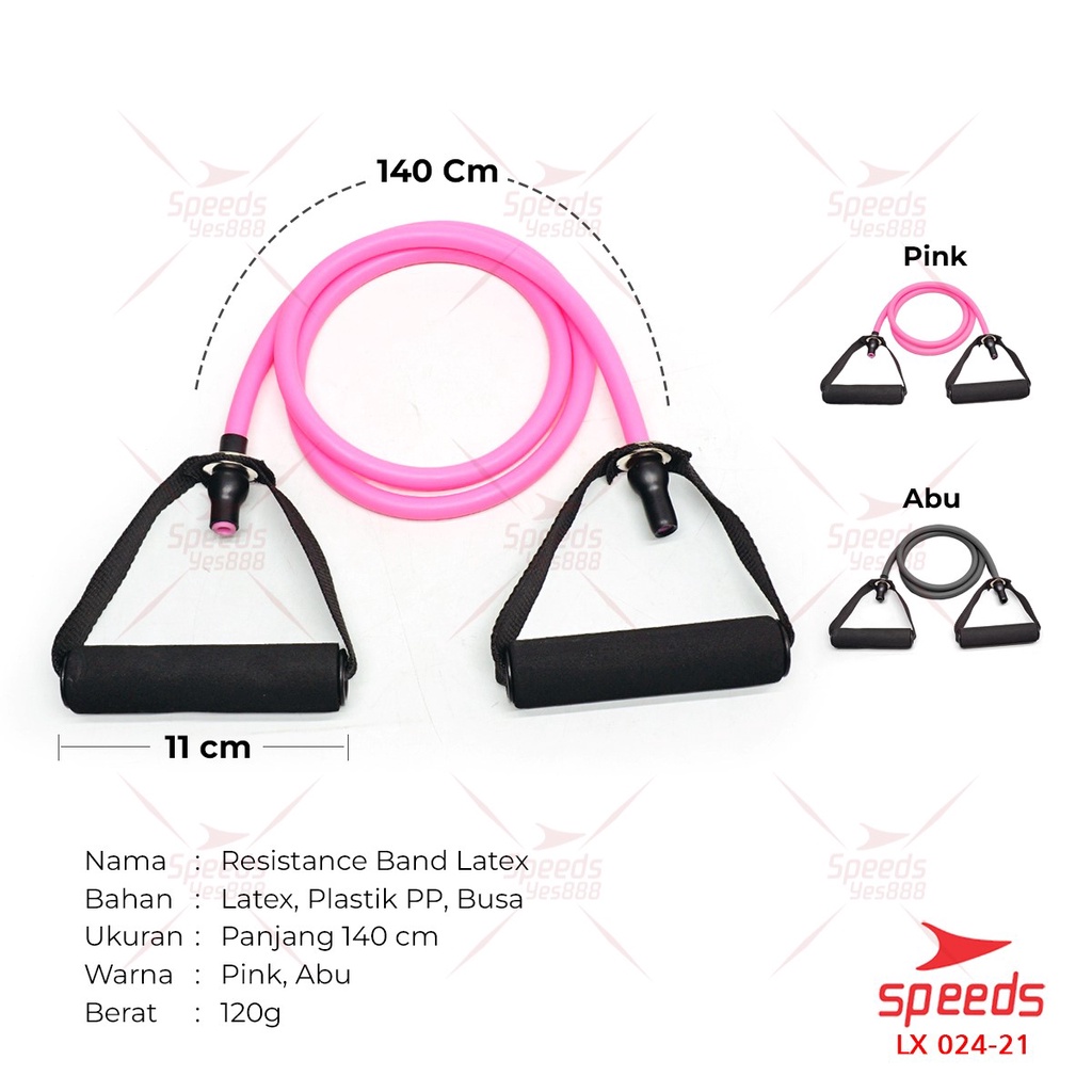 SPEEDS Tali Fitness Elastis Resistance Bands Dilengkapi Handle Stretching Rope Olahraga 024-21-1
