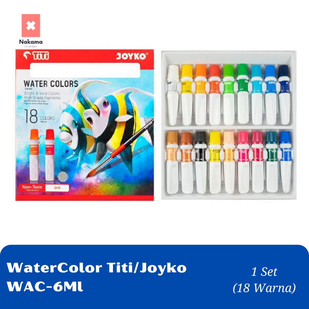 

Cat Air Joyko TiTi WAC-6ML-18 Cat Lukis Watercolor 18 Warna