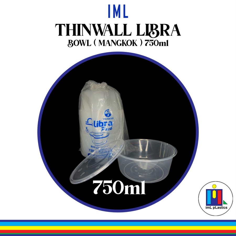 Kotak Makan Plastik THINWALL LIBRA BOWL MANGKOK 750ml - 1 set 25pcs