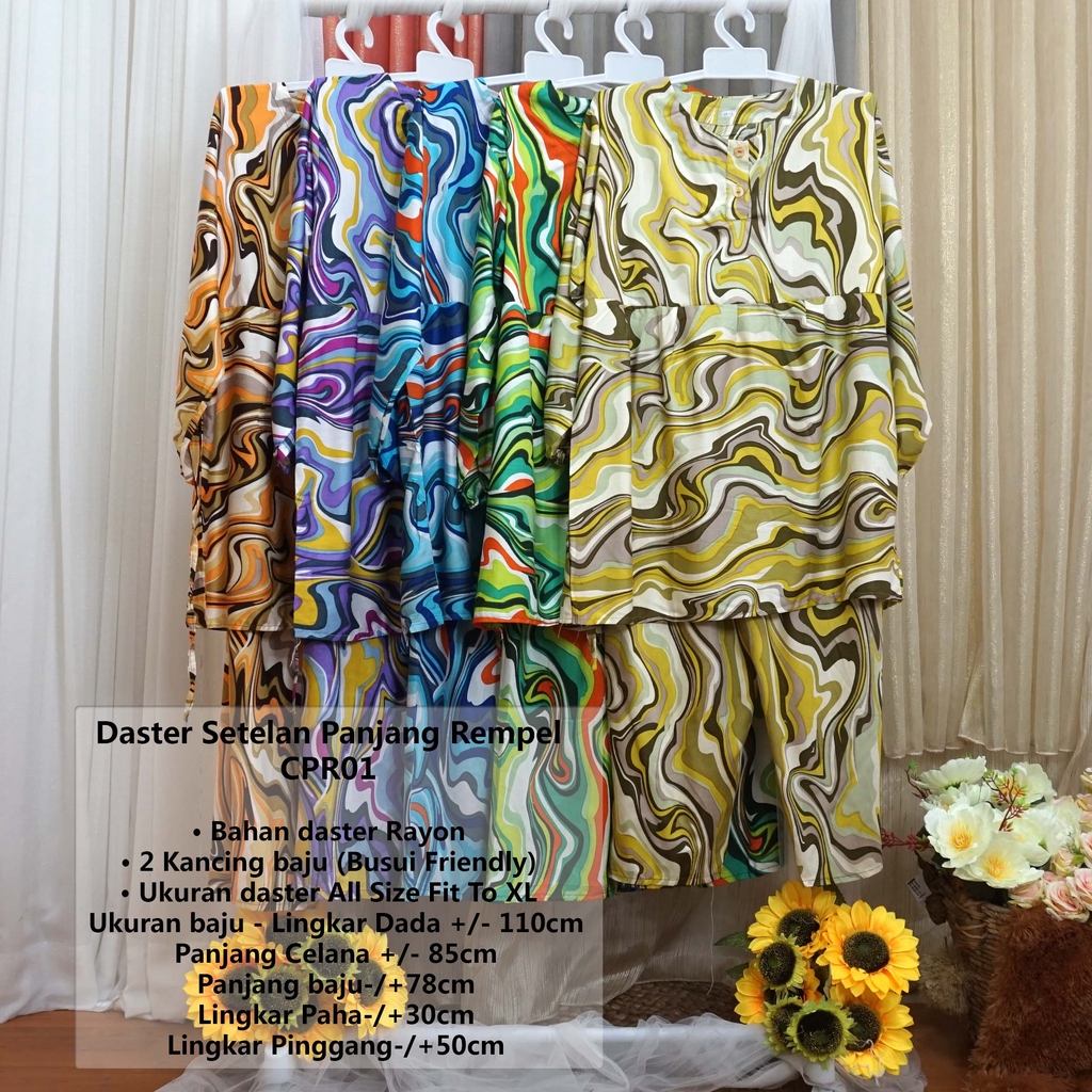 Daster Setelan Celana Panjang Rampel CPR Lengan Kerut all Size fit to XL DA X Bikhoir