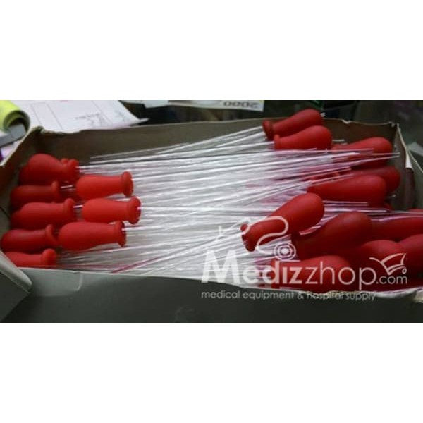 Pipet tetes kaca 9cm/pipet tetes pendek dot merah