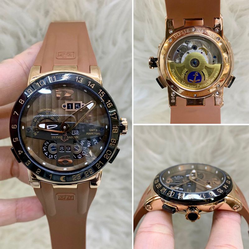 Jam Tangan Pria Ulysse Nardin EL Toro Automatic Brown Rose Dial Brown Rubber Strap