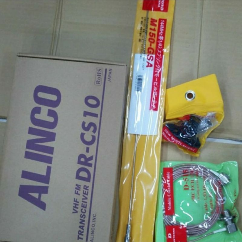 PAKET RIG MOBIL ALINCO DR-CS10 VHF PLUS ANTENA M150 GSA BRACKET KABEL TEPLON RIG ALINCO DR CS10