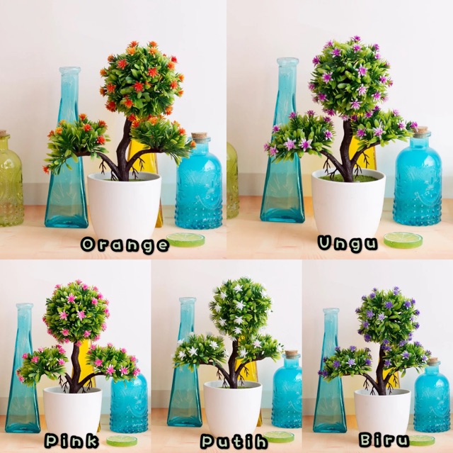 AM563 Bunga Plastik / Pajangan Bunga Artifisial / Vas Bulat-1