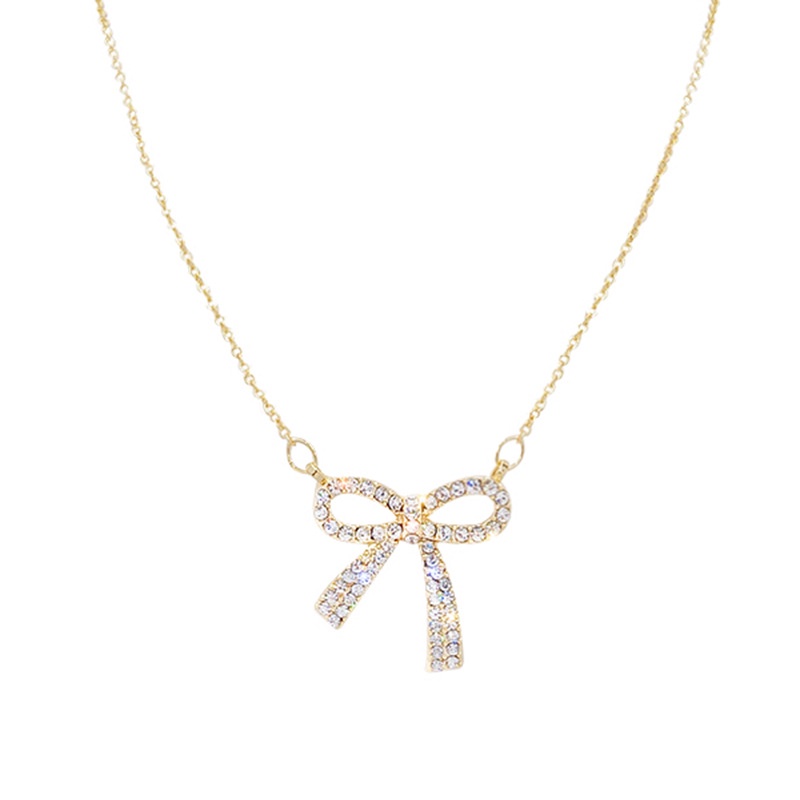 Mikro bertatahkan zircon busur kalung wanita tinggi rasa cahaya mewah minoritas kalung sederhana all