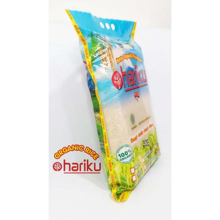 Hariku, Organic White Rice Mentik Wangi 5 kg (Beras Putih Organik)