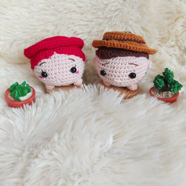 Gantungan kunci boneka rajut amigurumi tsum tsum jessie woody toy story