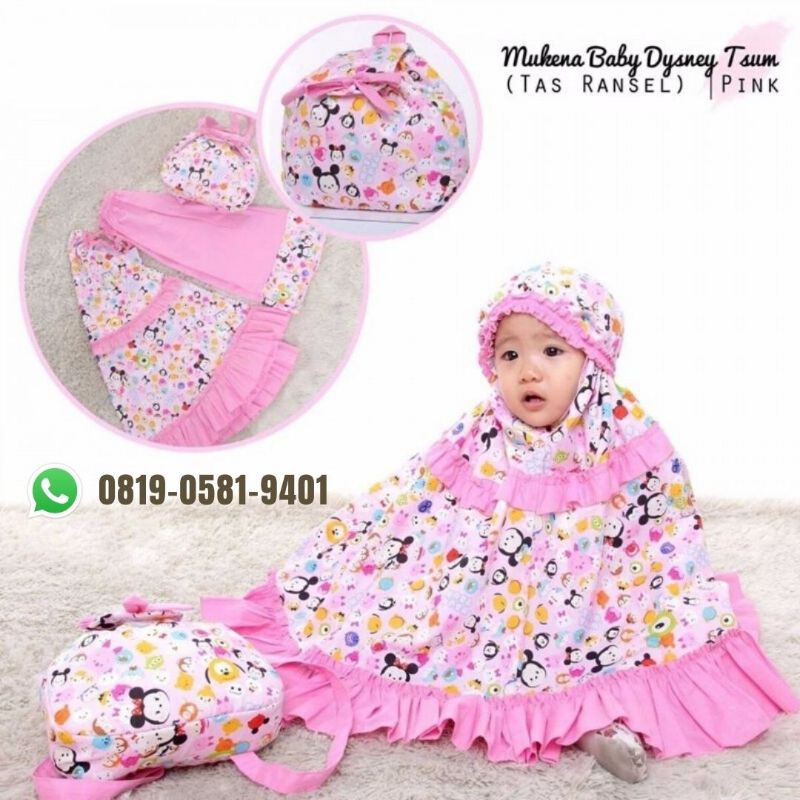 Mukena Katun Anak Balita Motif Disney Tsum Usia 1 Tahun 2 Tahun