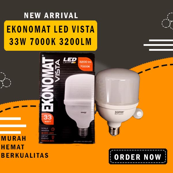 Lampu LED Ekonomat VISTA 3200lm 33W Putih 7000K 33 Watt W Kapsul TBulb