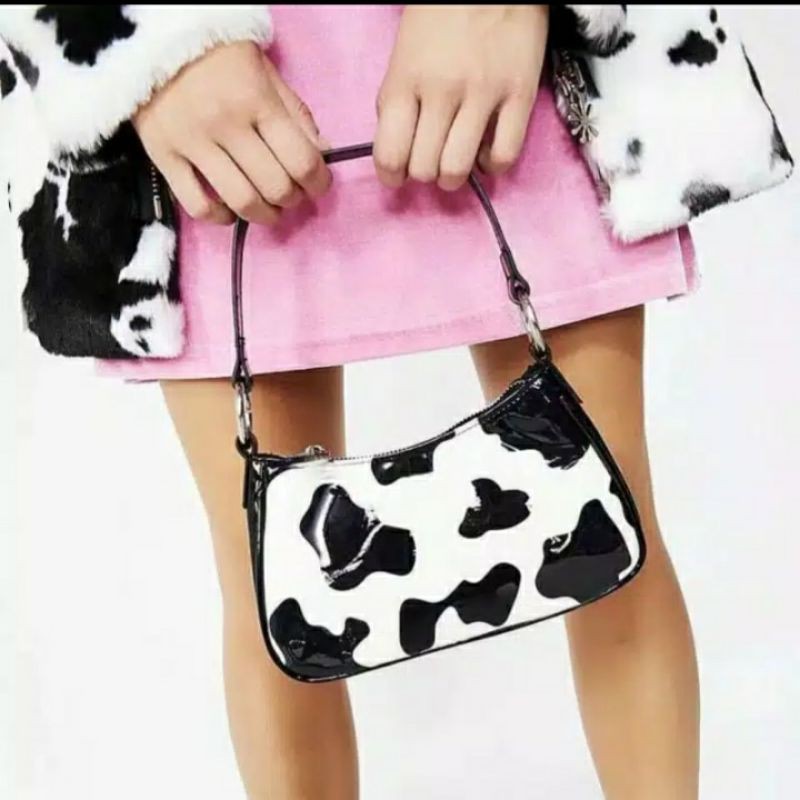 &quot;aurabagss&quot;  - Tas Wanita Tas Selempang Bahu &quot;PATTERN COW&quot; Tas Peggy Remaja Wanita Motif &quot;COW&quot; Ala aurabagss