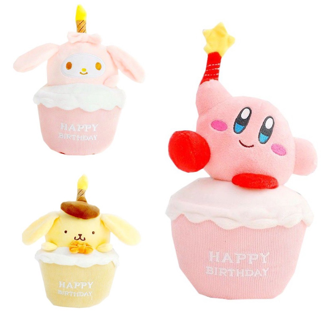 20cm My Melody Kirby Boneka Plush Stuffed Happy Birthday Cake Candles Dolls Kids Toys Gifts Mainan