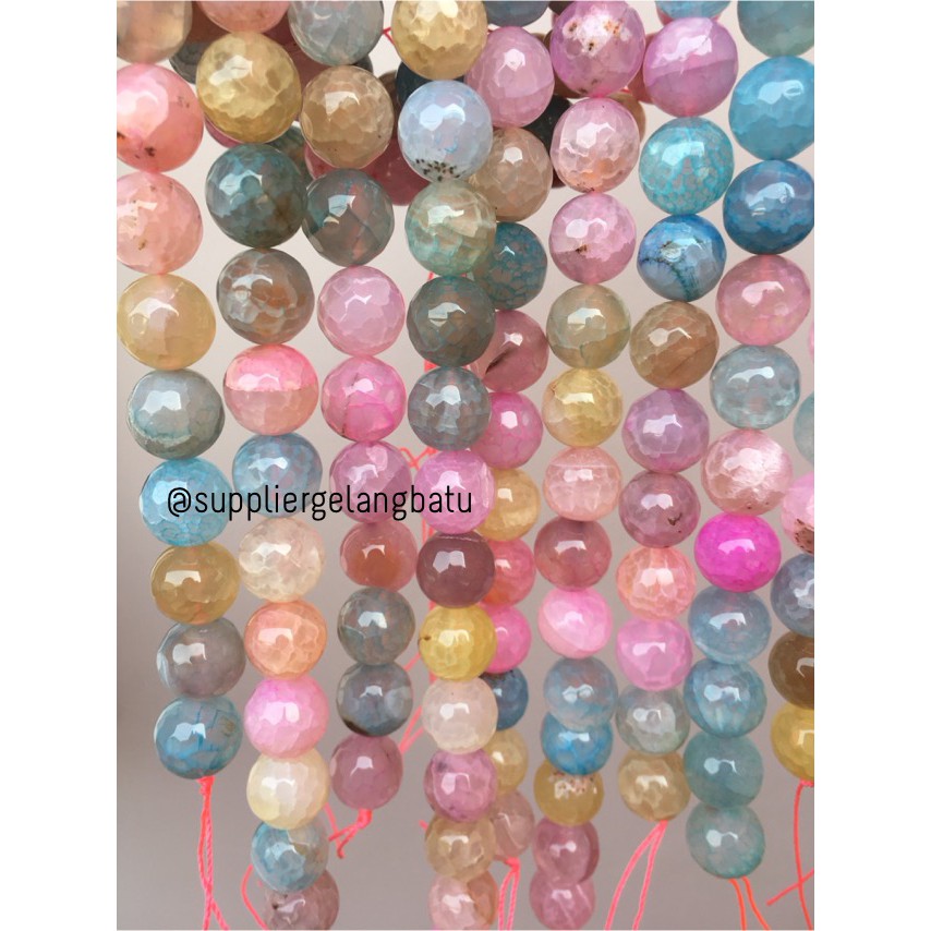 Natural Morgan FACETED beads 14mm CUTTING batu manik candy craft impor fashionita pria wanita model