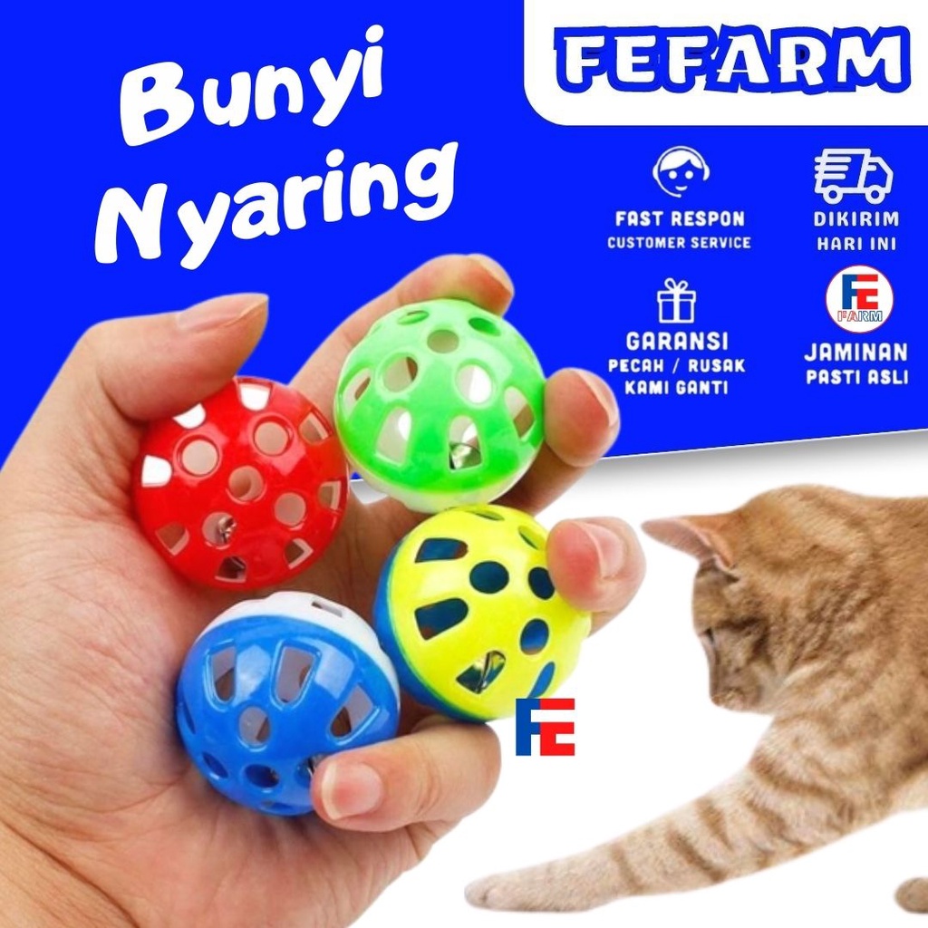 Mainan Kucing &amp; Anjing Bola Lonceng (4 cm) | Mainan Bola Anjing &amp; Kucing FEFARM