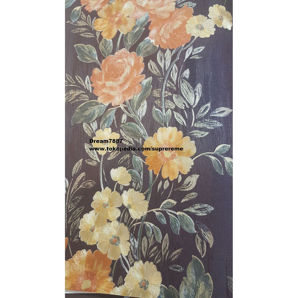 Wallpaper Dinding 3d Motif Bunga- Bunga Elegant