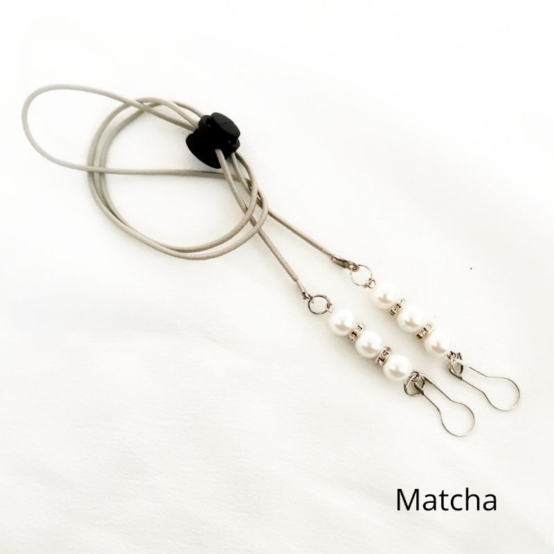 KALUNG MASKER 2 IN 1 MUTIARA / KONEKTOR SEKALIGUS STRAP MASKER HIJAB-KM Matcha