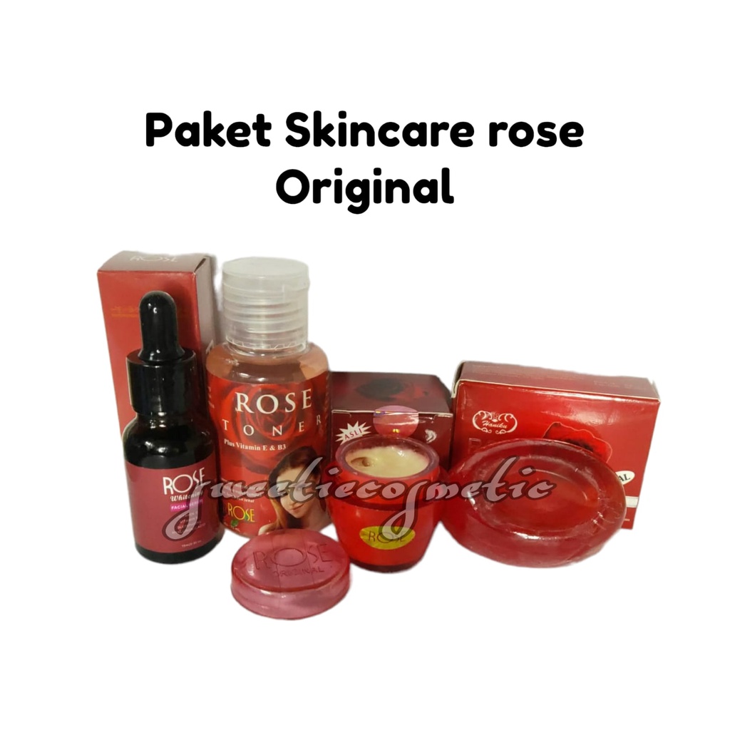 PAKET SKINCARE ROSE ORIGINAL (CREAM ROSE +TONER ROSE +SABUN ROSE +SERUM ROSE )