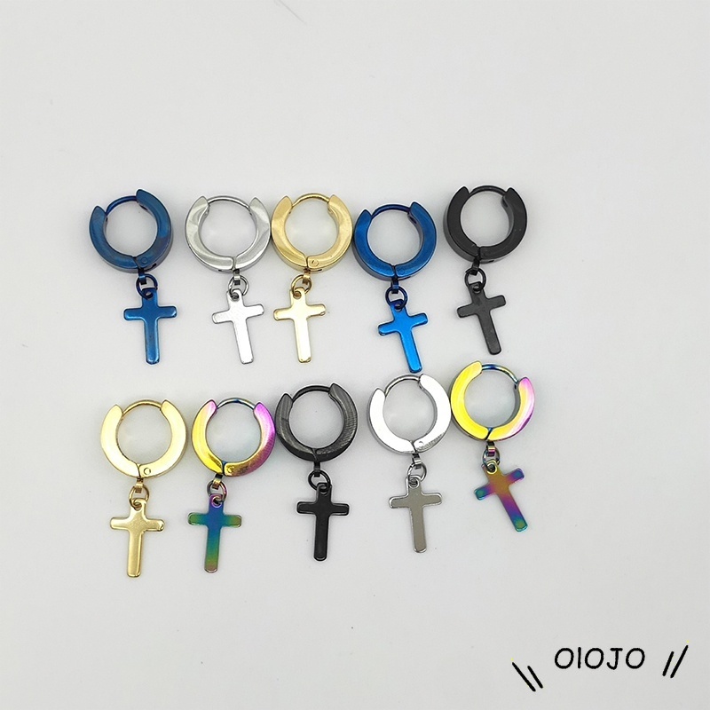 【COD】Versi Korea Dari Cross Liontin Anting-Anting Pria Dan Wanita Pendek Anting Stainless Steel