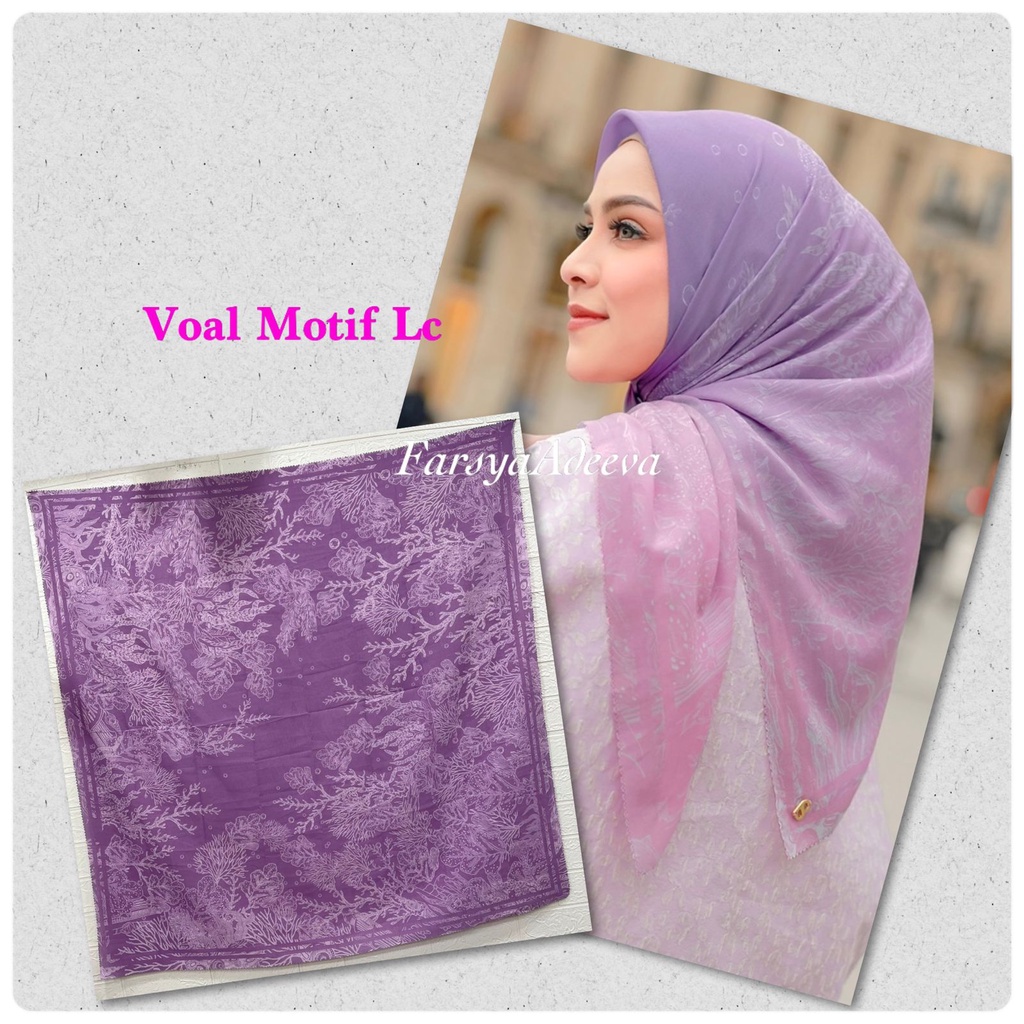 Kerudung segiempat motif terbaru segiempat motif deenay kw bahan voal grosir segiempat motif termurah Safa Hijab-RUMPUT LAUT PURPLE