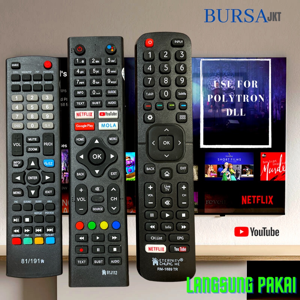 REMOTE REMOT TV POLYTRON PLD SMART NETFLIX YOUTUBE DIGITAL