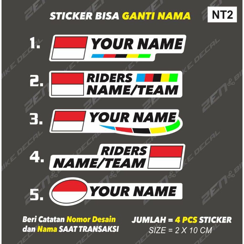 

Sticker bike name tag sticker nama