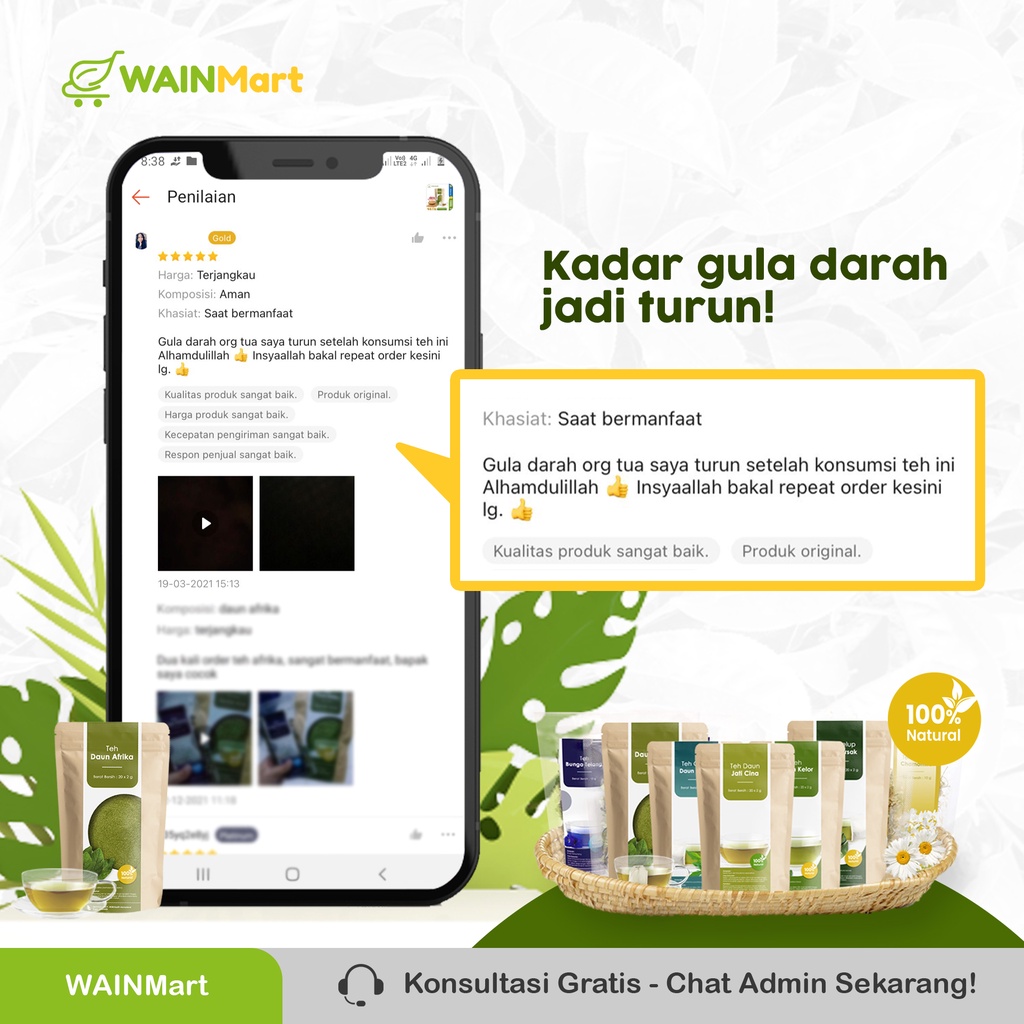 Teh Celup Daun Afrika Herbal Ampuh Menurunkan Koresterol dan Darah Tinggi